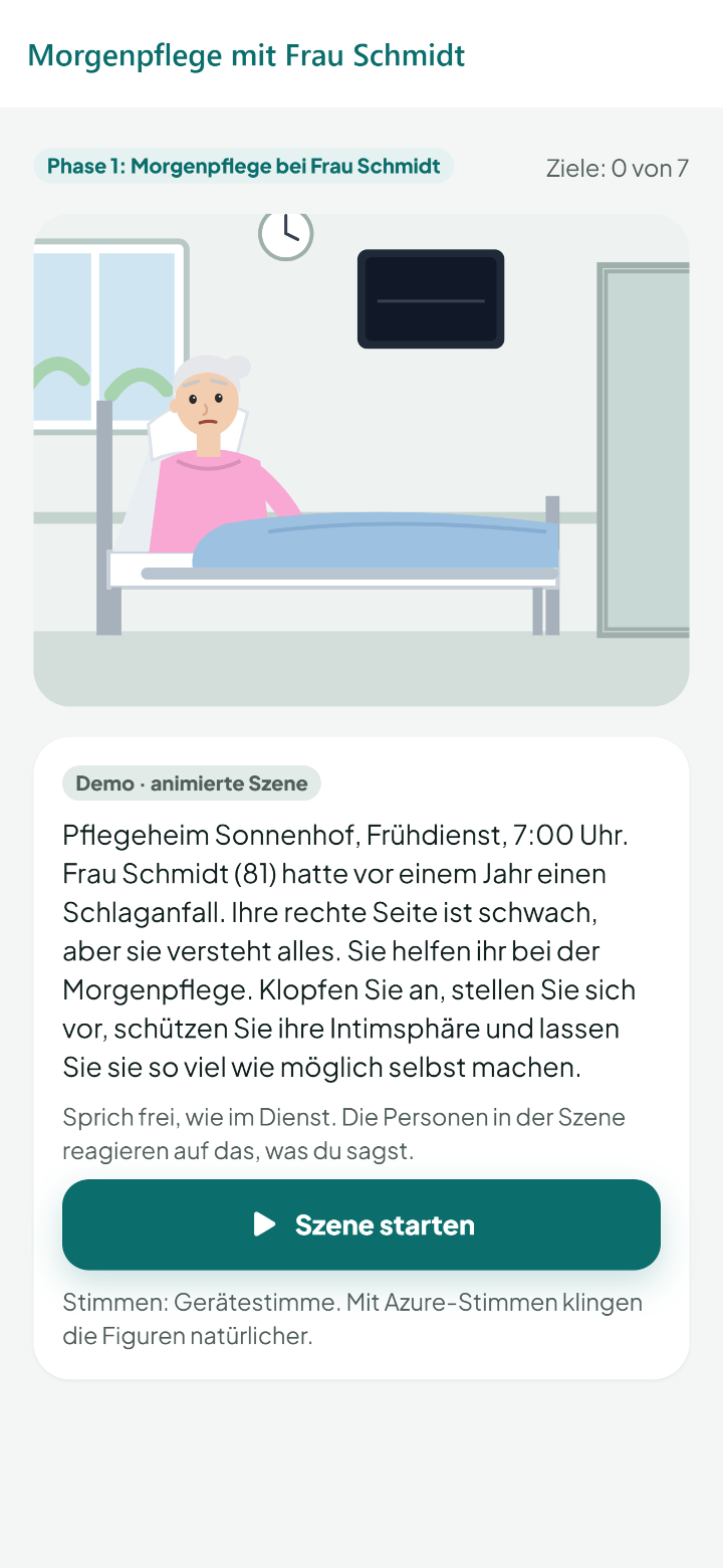 Szene Morgenpflege mit Frau Schmidt